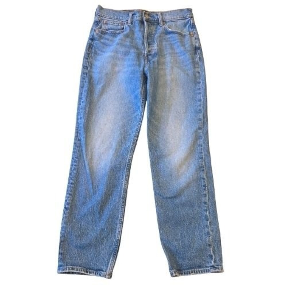 GAP Womens‎ Light Wash High Rise Straight Leg Jeans 6/28 Button Fly Distressed